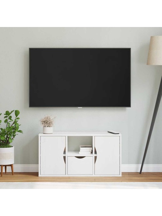 Tv skříňka se zásuvkou odda bílá 79x24x40 cm borovicový masiv