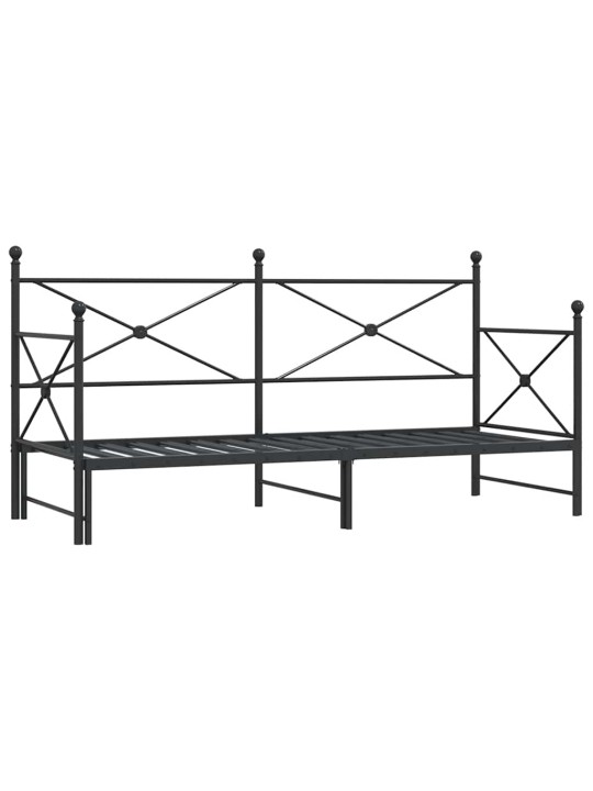 Válenda se přistýlkou bez matrace černá 75 x 190 cm ocel
