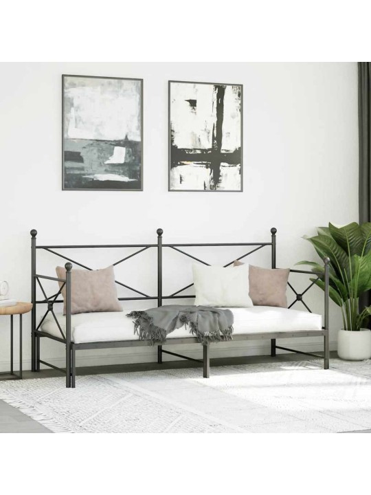 Válenda se přistýlkou bez matrace černá 75 x 190 cm ocel