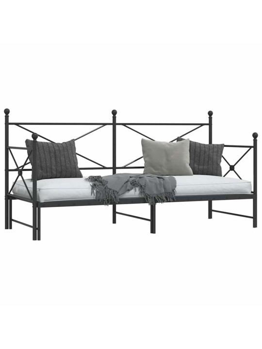 Válenda se přistýlkou bez matrace černá 75 x 190 cm ocel