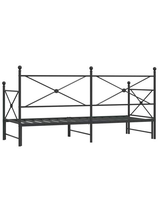 Válenda se přistýlkou bez matrace černá 75 x 190 cm ocel