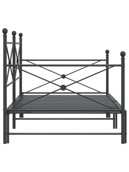 Válenda se přistýlkou bez matrace černá 100x200 cm ocel