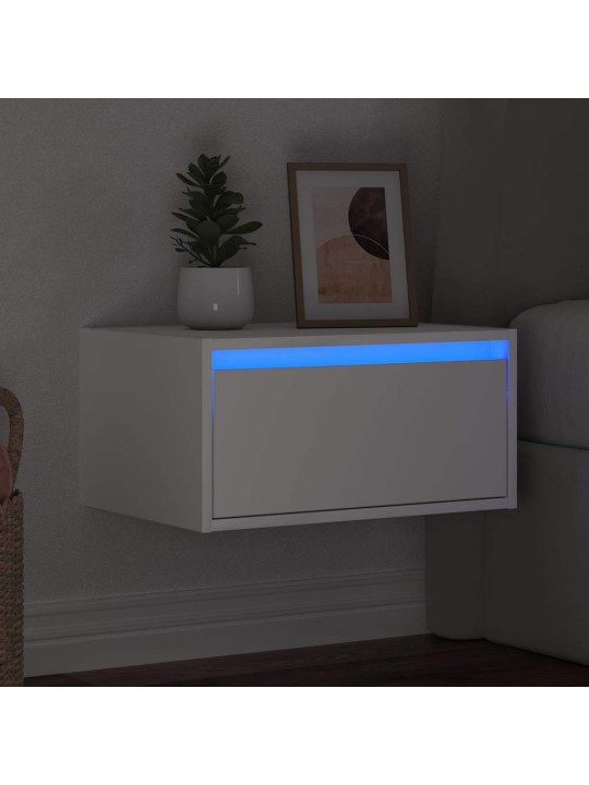 Nástěnný noční stolek s led osvětlením bílý