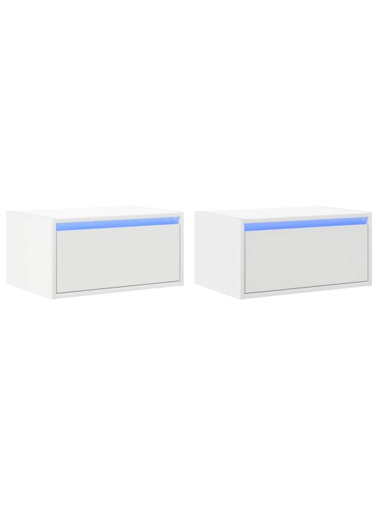 Nástěnné noční stolky s led osvětlením 2 ks bílé