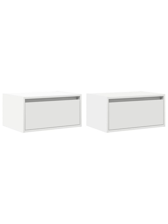 Nástěnné noční stolky s led osvětlením 2 ks bílé