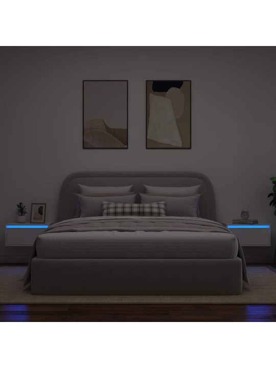 Nástěnné noční stolky s led osvětlením 2 ks bílé
