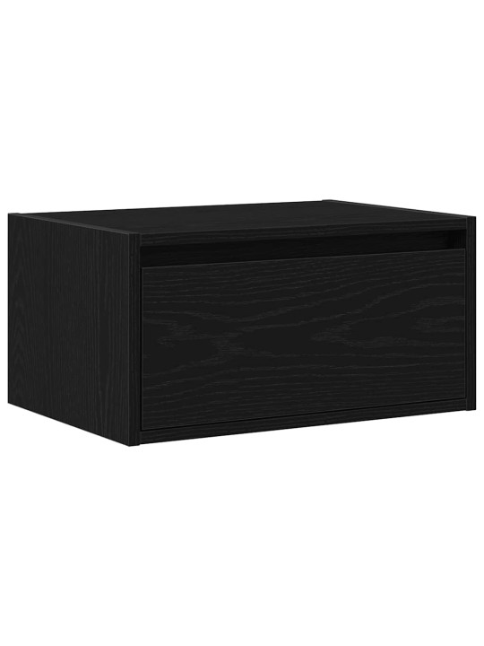 Nástěnný noční stolek s led osvětlením černý dub