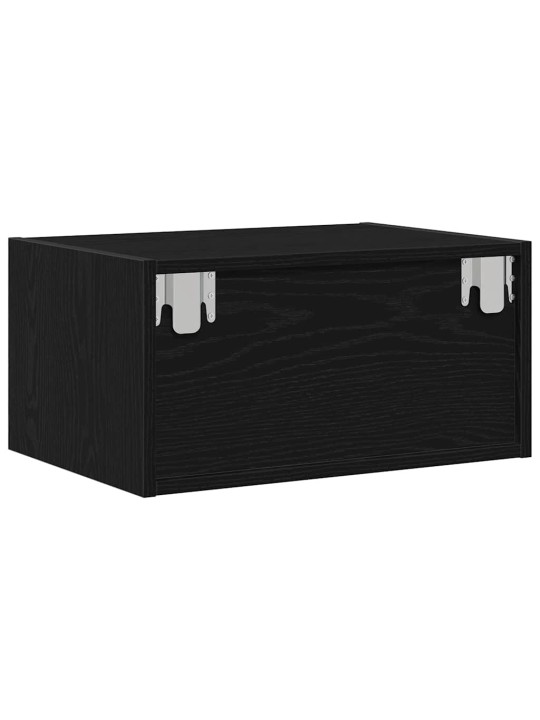 Nástěnný noční stolek s led osvětlením černý dub