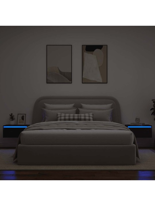 Nástěnné noční stolky s led osvětlením 2 ks černý dub