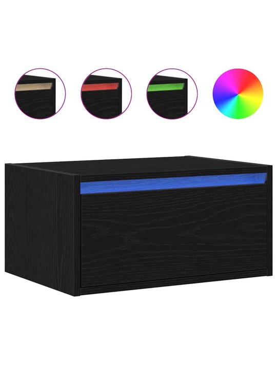 Nástěnné noční stolky s led osvětlením 2 ks černý dub
