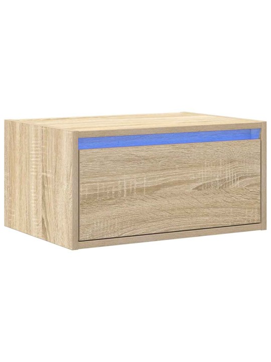 Nástěnný noční stolek s led osvětlením dub sonoma