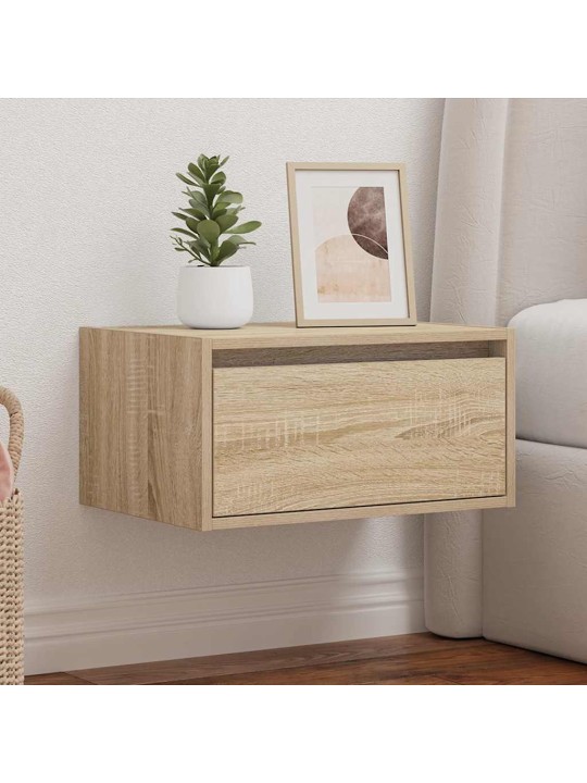 Nástěnný noční stolek s led osvětlením dub sonoma