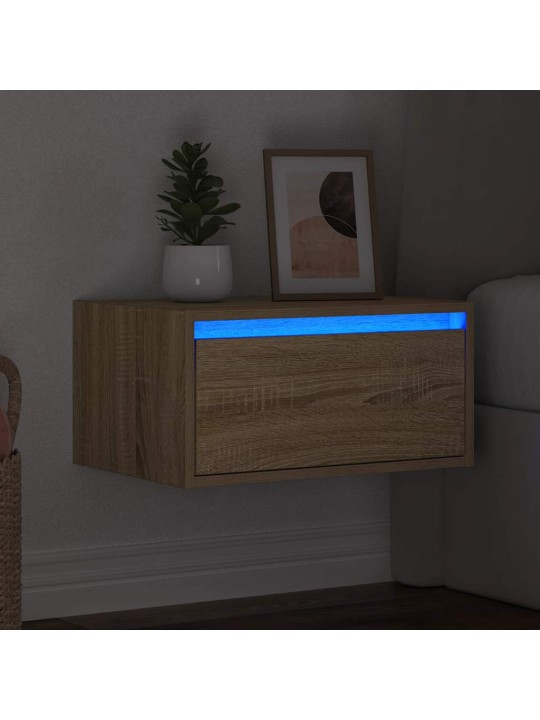 Nástěnný noční stolek s led osvětlením dub sonoma