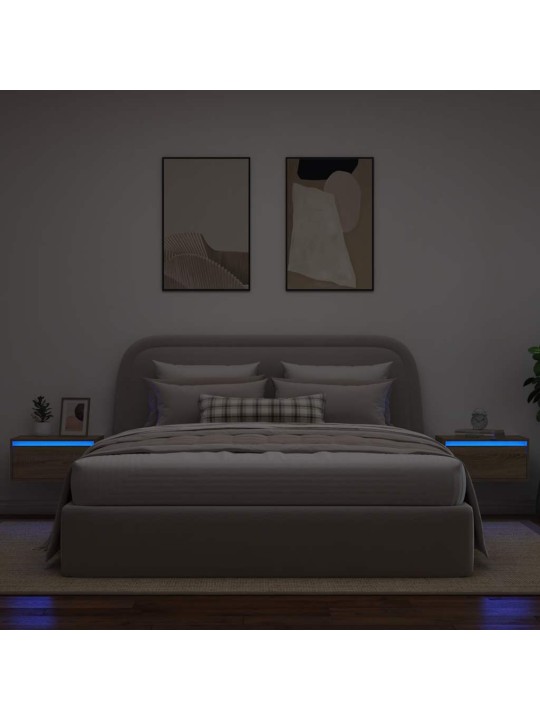 Nástěnné noční stolky s led osvětlením 2 ks dub sonoma