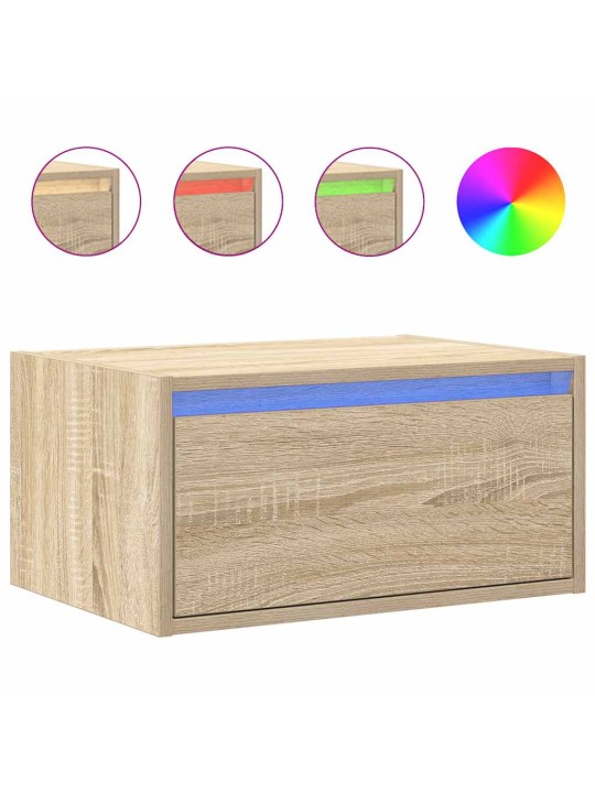Nástěnné noční stolky s led osvětlením 2 ks dub sonoma