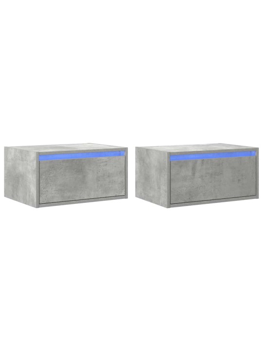 Nástěnné noční stolky s led osvětlením 2 ks betonově šedé