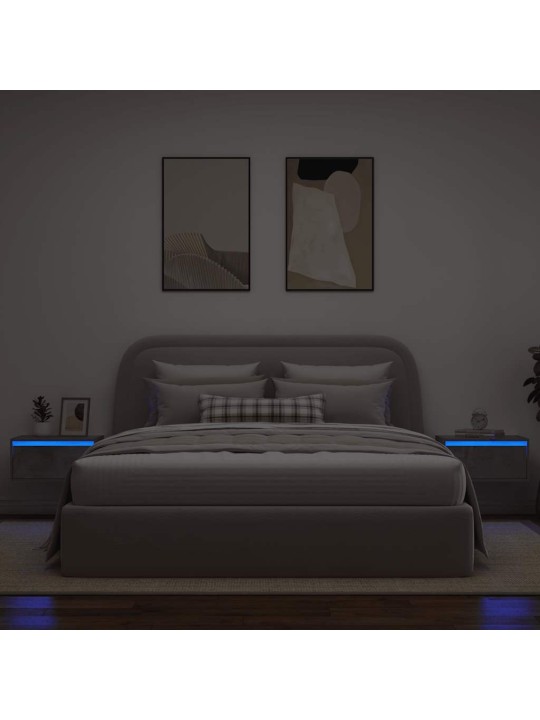 Nástěnné noční stolky s led osvětlením 2 ks betonově šedé