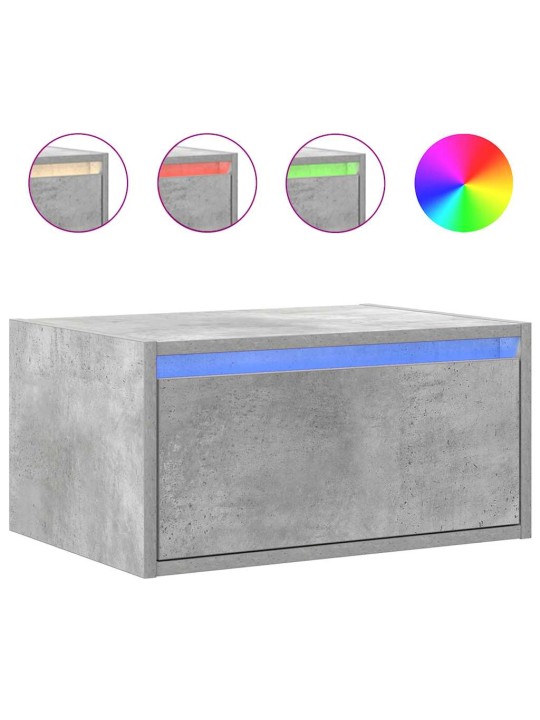 Nástěnné noční stolky s led osvětlením 2 ks betonově šedé
