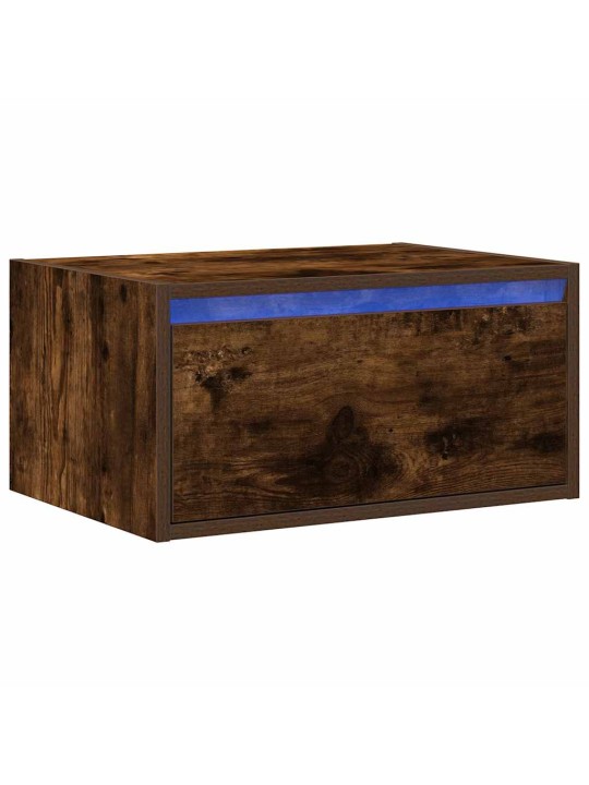 Nástěnný noční stolek s led osvětlením kouřový dub
