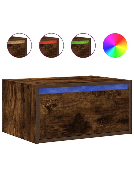 Nástěnné noční stolky s led osvětlením 2 ks kouřový dub