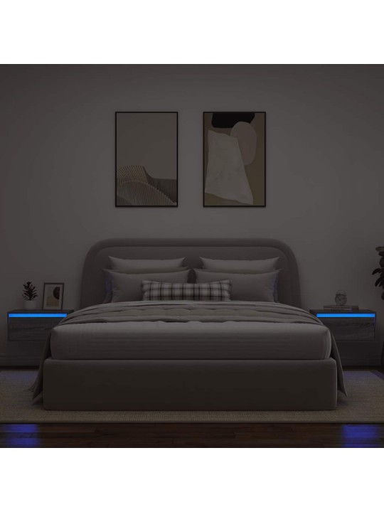 Nástěnné noční stolky s led osvětlením 2 ks šedé sonoma
