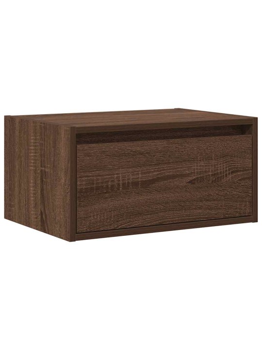 Nástěnný noční stolek s led osvětlením hnědý dub