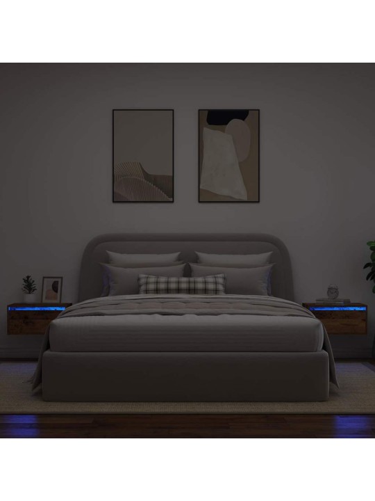 Nástěnné noční stolky s led osvětlením 2 ks staré dřevo