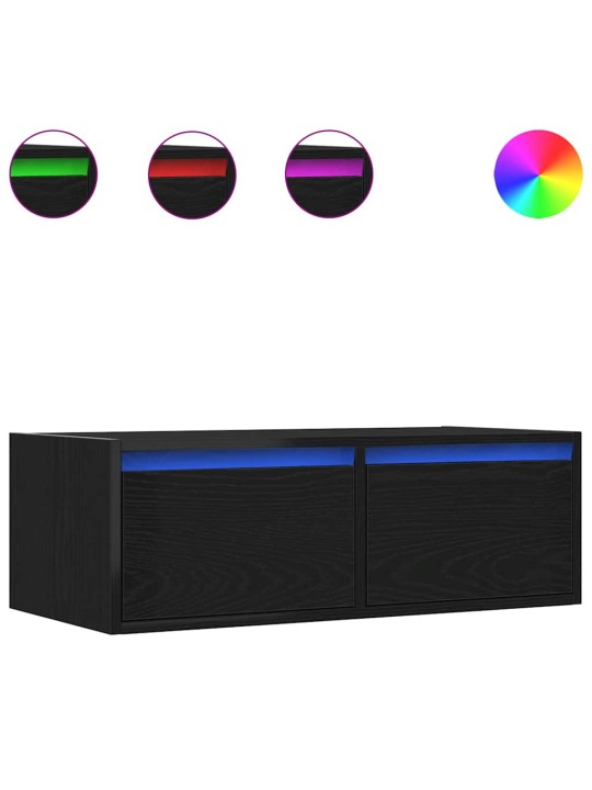 Tv skříňka s led osvětlením černý dub 75x35,5x25 cm