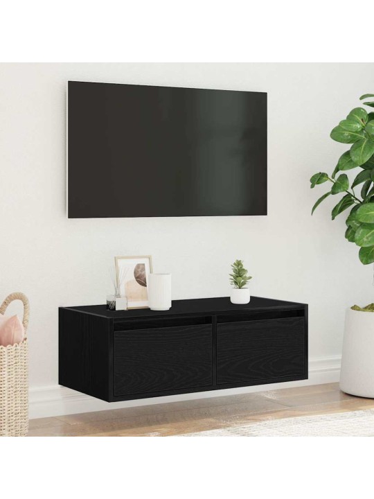 Tv skříňka s led osvětlením černý dub 75x35,5x25 cm