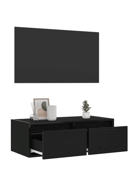 Tv skříňka s led osvětlením černý dub 75x35,5x25 cm