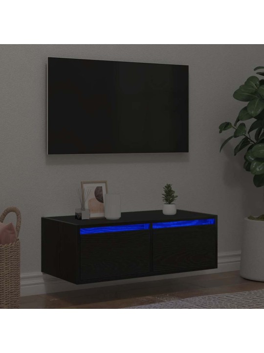 Tv skříňka s led osvětlením černý dub 75x35,5x25 cm