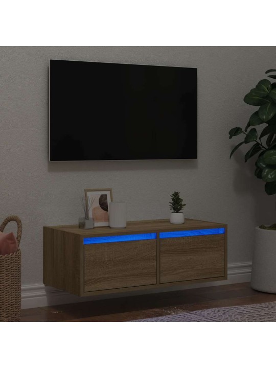 Tv skříňka s led osvětlením dub sonoma 75x35,5x25 cm