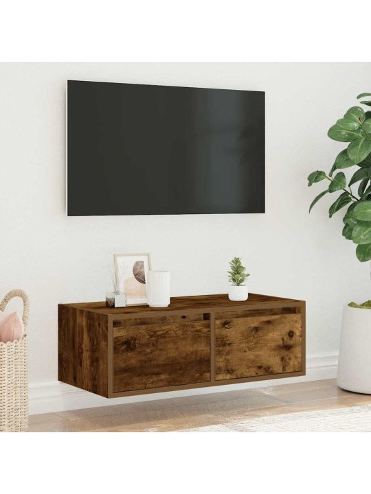Tv skříňka s led osvětlením kouřový dub 75x35,5x25 cm