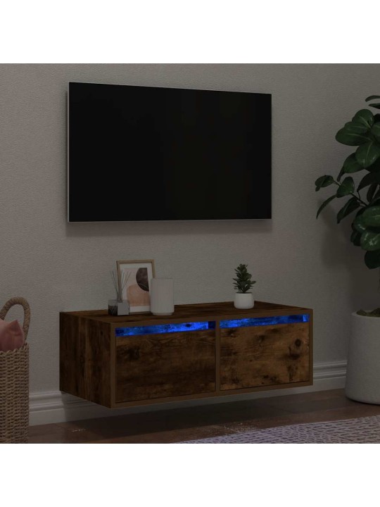 Tv skříňka s led osvětlením kouřový dub 75x35,5x25 cm