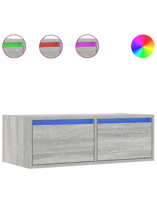 Tv skříňka s led osvětlením šedý sonoma 75x35,5x25 cm