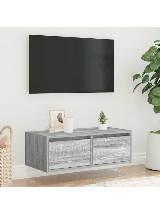 Tv skříňka s led osvětlením šedý sonoma 75x35,5x25 cm