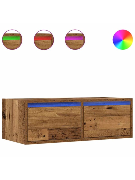 Tv skříňka s led osvětlením starého dřeva 75x35,5x25 cm