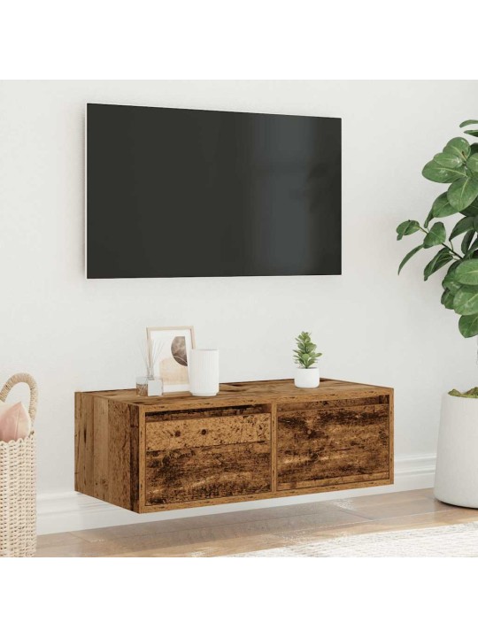 Tv skříňka s led osvětlením starého dřeva 75x35,5x25 cm
