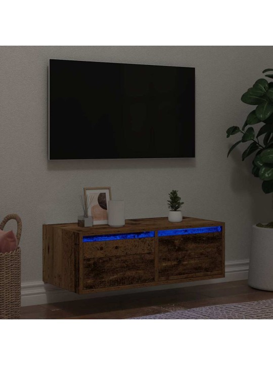Tv skříňka s led osvětlením starého dřeva 75x35,5x25 cm