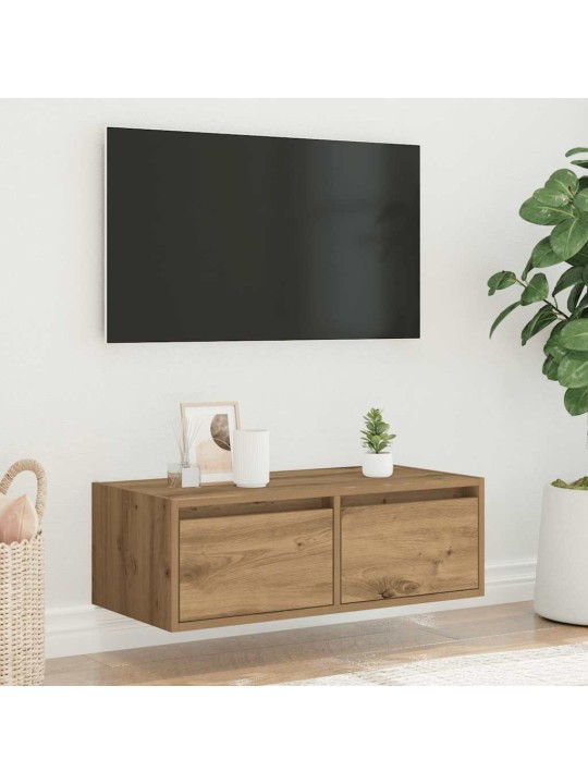 Tv skříňka s led osvětlením dub artisan 75x35,5x25 cm