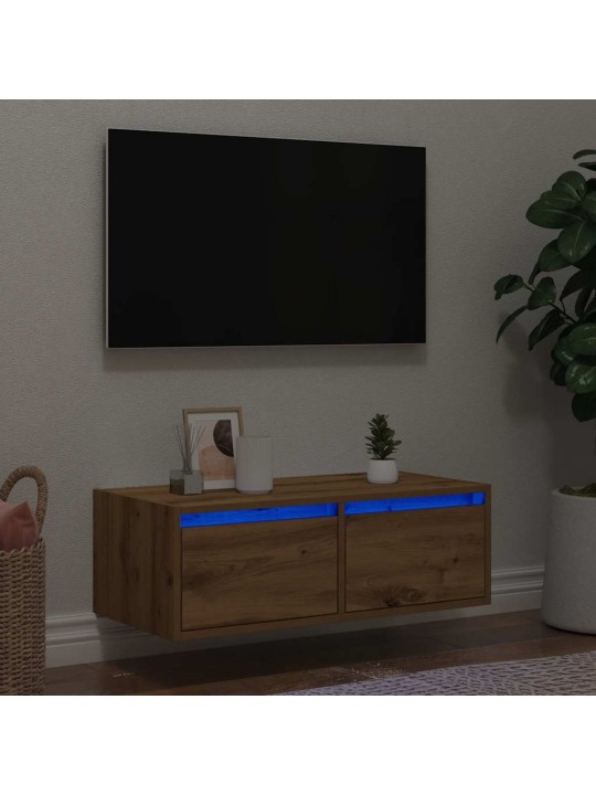 Tv skříňka s led osvětlením dub artisan 75x35,5x25 cm