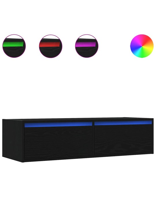 Tv skříňka s led osvětlením černý dub 100x35,5x25 cm