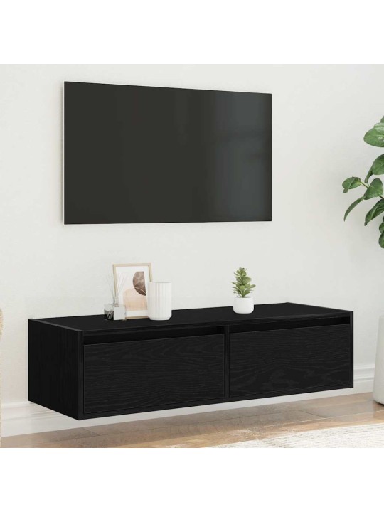 Tv skříňka s led osvětlením černý dub 100x35,5x25 cm