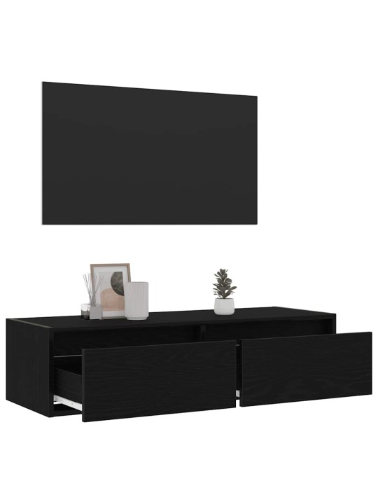 Tv skříňka s led osvětlením černý dub 100x35,5x25 cm