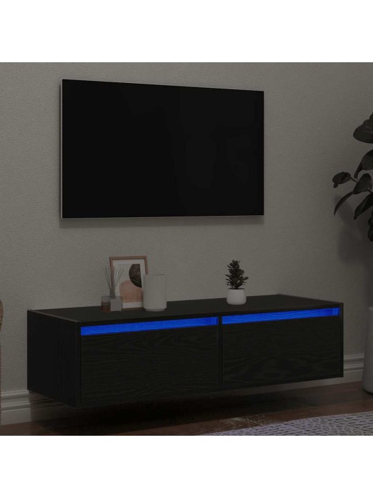 Tv skříňka s led osvětlením černý dub 100x35,5x25 cm