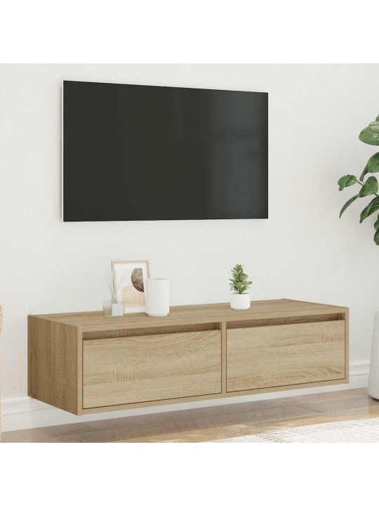 Tv skříňka s led osvětlením dub sonoma 100x35,5x25 cm