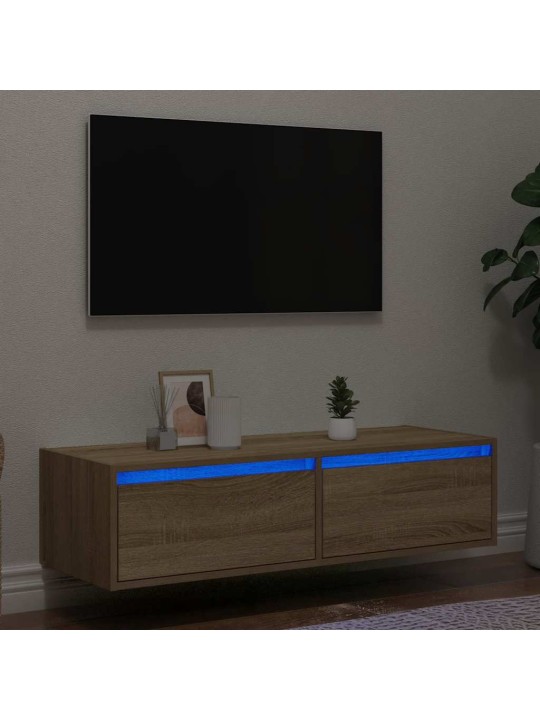Tv skříňka s led osvětlením dub sonoma 100x35,5x25 cm
