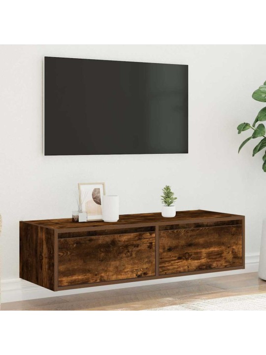 Tv skříňka s led osvětlením kouřový dub 100x35,5x25 cm