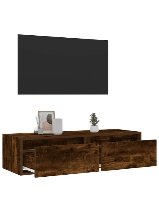 Tv skříňka s led osvětlením kouřový dub 100x35,5x25 cm