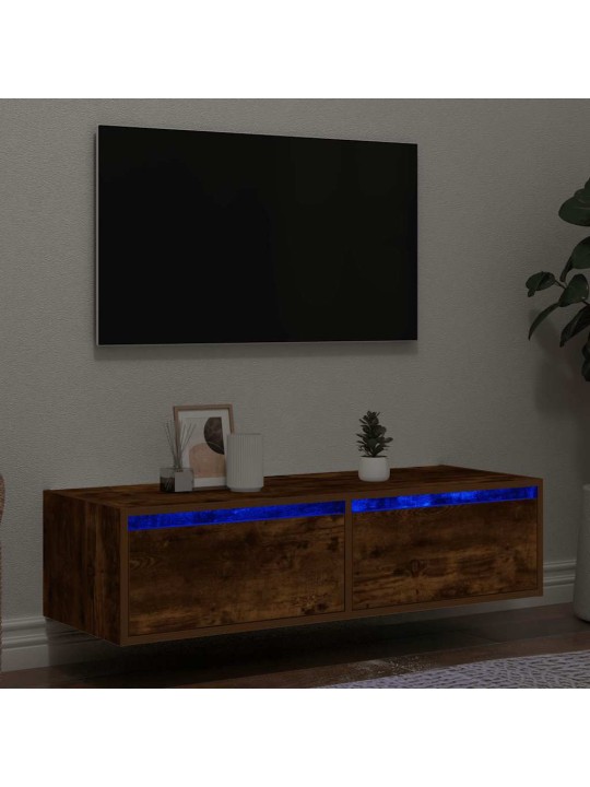 Tv skříňka s led osvětlením kouřový dub 100x35,5x25 cm